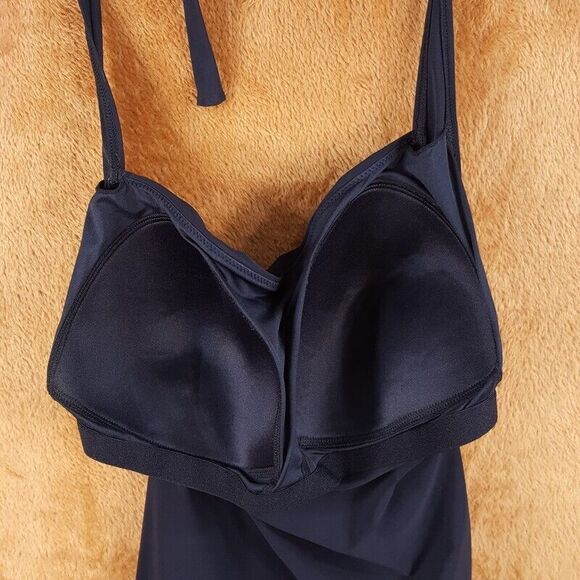 CALVIN KLEIN Womens Swimwear Size 12 12D Cup Black Halter Built in Bra Swim Top - Picture 3 of 6